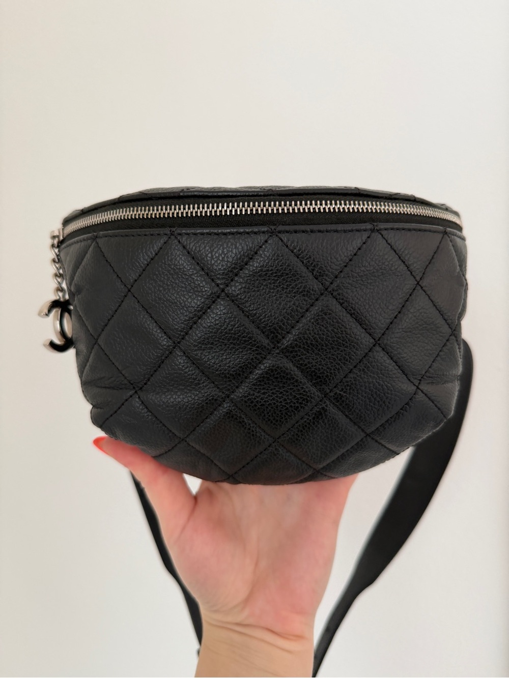 Chanel Grained Calfskin Quilted Black Uniform Waist Belt Bag Fanny Pack - Picture 4 of 17